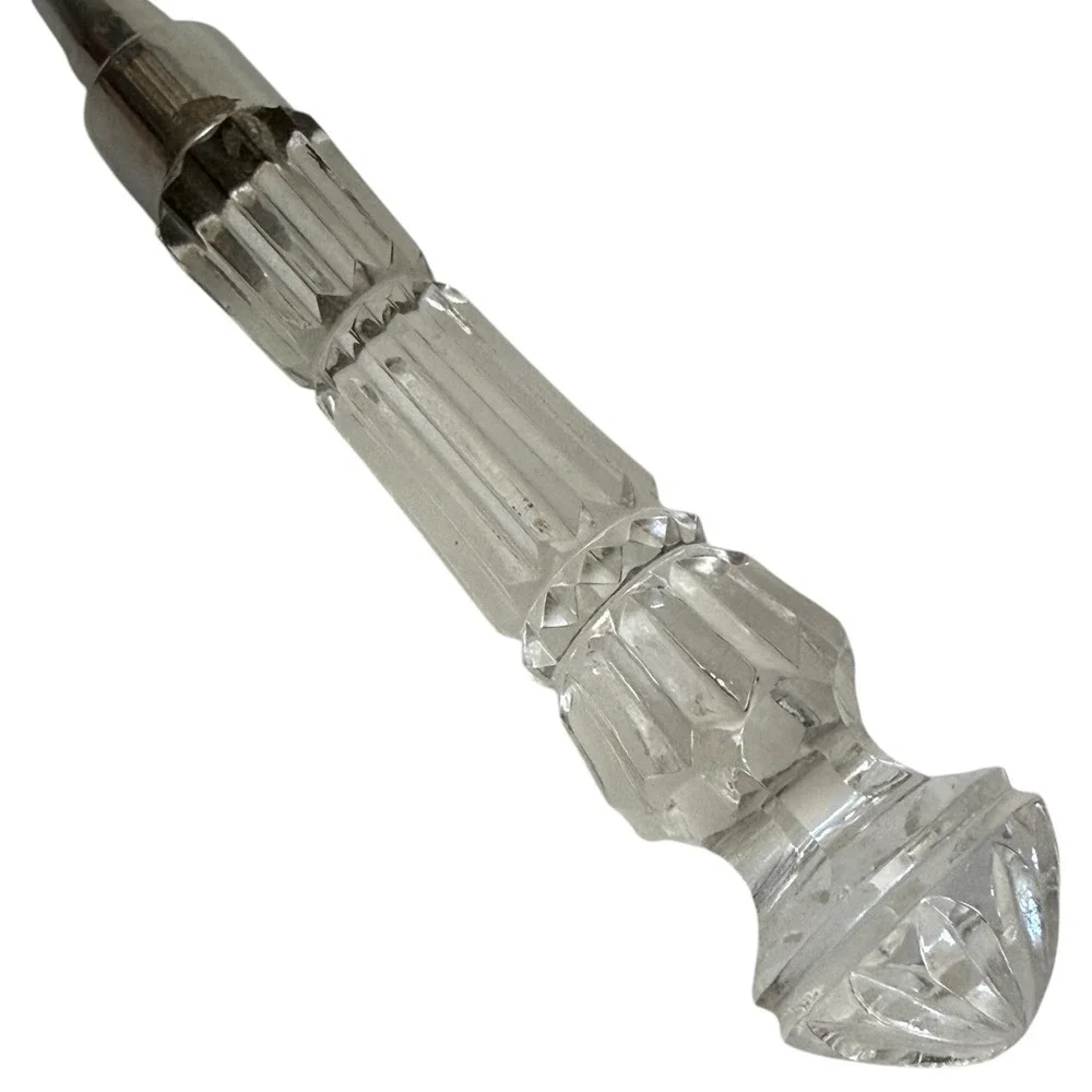 Vintage Waterford Crystal Razor Handle Glass Clear Faceted Silver Tone Head